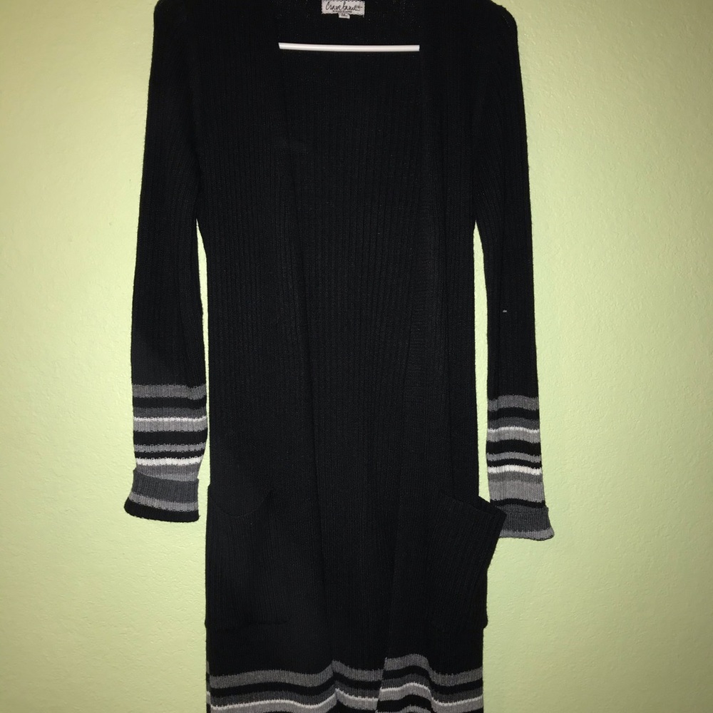 black striped cardigan
